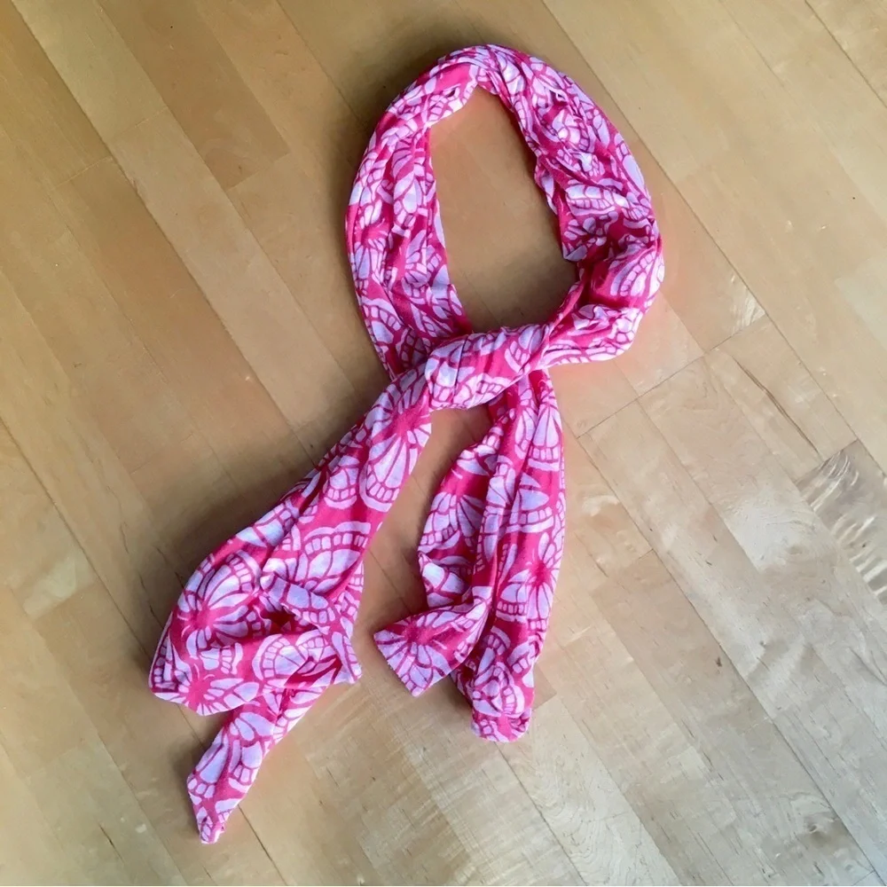 Butterfly Burnout Semi Sheer Scarf, Orange, White